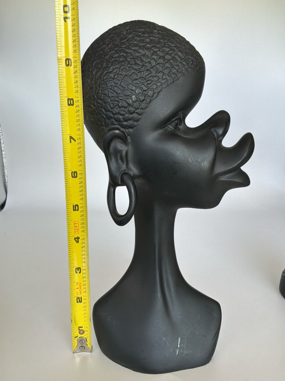 Vintage Mid-Century Modern African Bust Sculptures Set of 2 Black Figurines - Picture 11 of 11